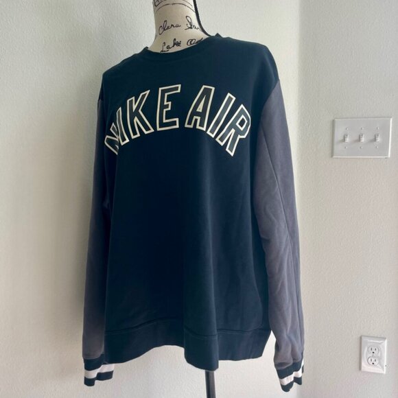 NIKE AIR SWEATSHIRT BLACK/GRAY SZ M BIG LOGO CASUAL ATHLETIC CORE VERSATILE - Picture 7 of 16